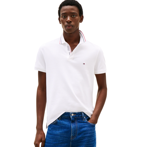 Ανδρικό Polo T-shirt Λευκό Regular MW0MW38459-YBR Tommy Hilfiger Ανδρικό Polo T-shirt Λευκό Regular MW0MW38459-YBR Tommy Hilfiger