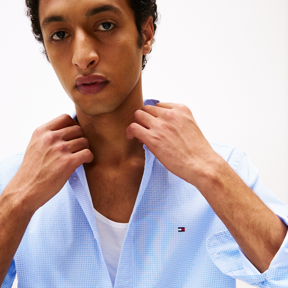 TOMMY HILFIGER</br>Ανδρικό Πουκάμισο Γαλάζιο THFlex Poplin Mini Print Regular MW0MW38555-0GY Tommy Hilfiger TOMMY HILFIGER</br>Ανδρικό Πουκάμισο Γαλάζιο THFlex Poplin Mini Print Regular MW0MW38555-0GY Tommy Hilfiger