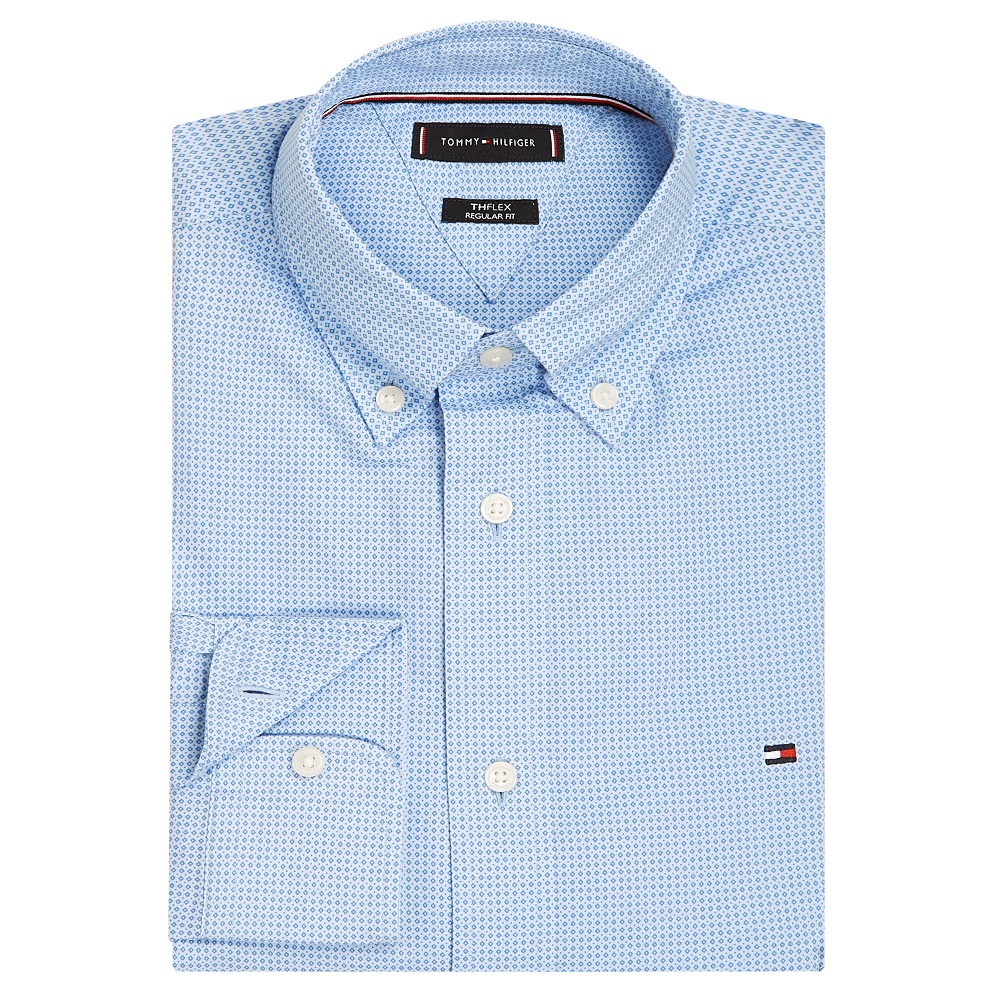 TOMMY HILFIGER</br>Ανδρικό Πουκάμισο Γαλάζιο THFlex Poplin Mini Print Regular MW0MW38555-0GY Tommy Hilfiger TOMMY HILFIGER</br>Ανδρικό Πουκάμισο Γαλάζιο THFlex Poplin Mini Print Regular MW0MW38555-0GY Tommy Hilfiger