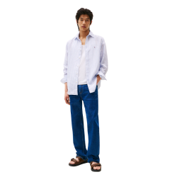 Ανδρικό Πουκάμισο Σιέλ/Λευκό Ριγέ Λινό Linen Essential Stripe Regular MW0MW38581-0A4 Tommy Hilfiger