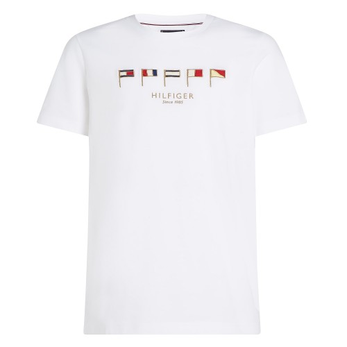 Ανδρικό T-shirt Λευκό Regular MW0MW38616-YBR Tommy Hilfiger Ανδρικό T-shirt Λευκό Regular MW0MW38616-YBR Tommy Hilfiger