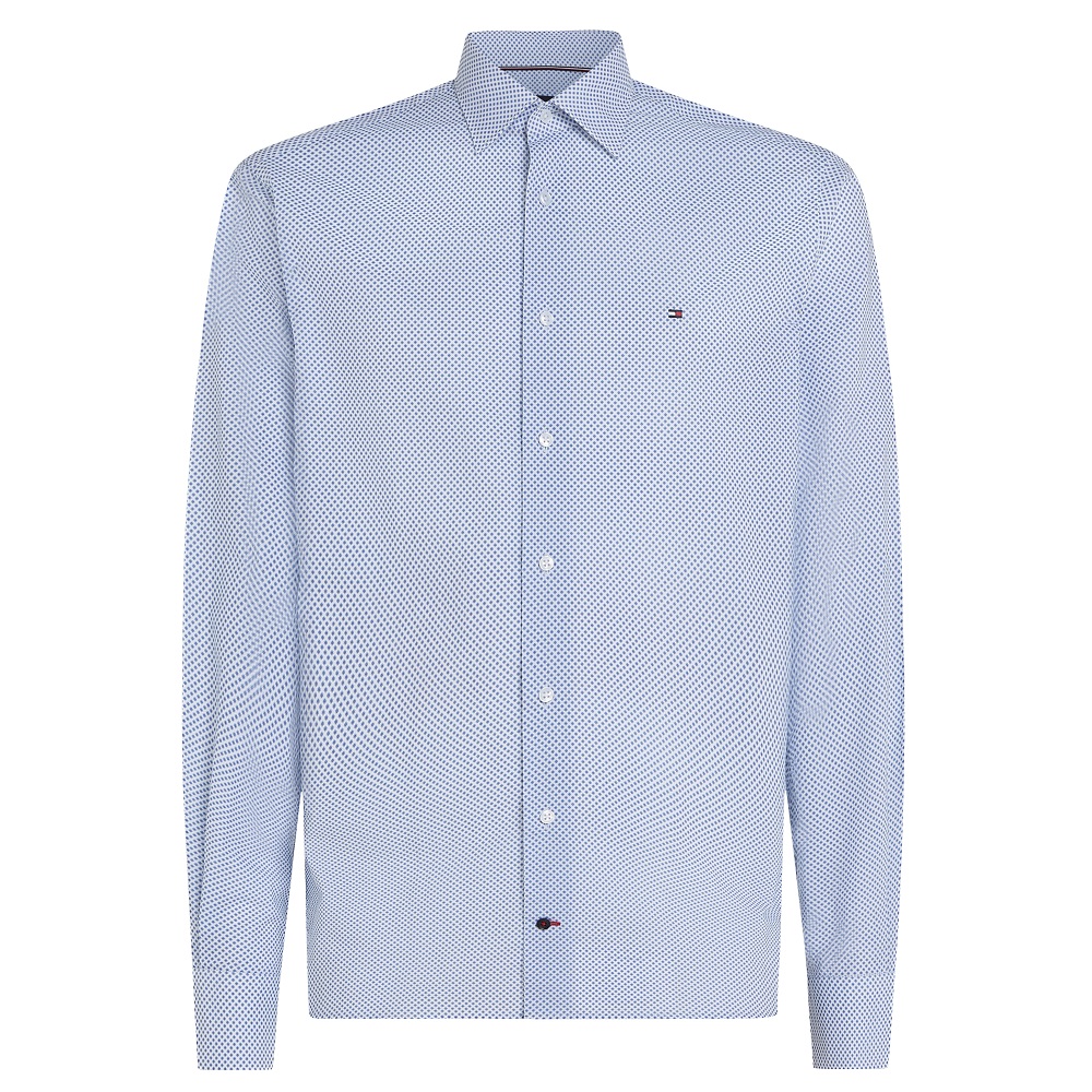 TOMMY HILFIGER</br>Ανδρικό Πουκάμισο Λευκό/Γαλάζιο Small Print Cotton Regular MW0MW38960-0LI Tommy Hilfiger TOMMY HILFIGER</br>Ανδρικό Πουκάμισο Λευκό/Γαλάζιο Small Print Cotton Regular MW0MW38960-0LI Tommy Hilfiger
