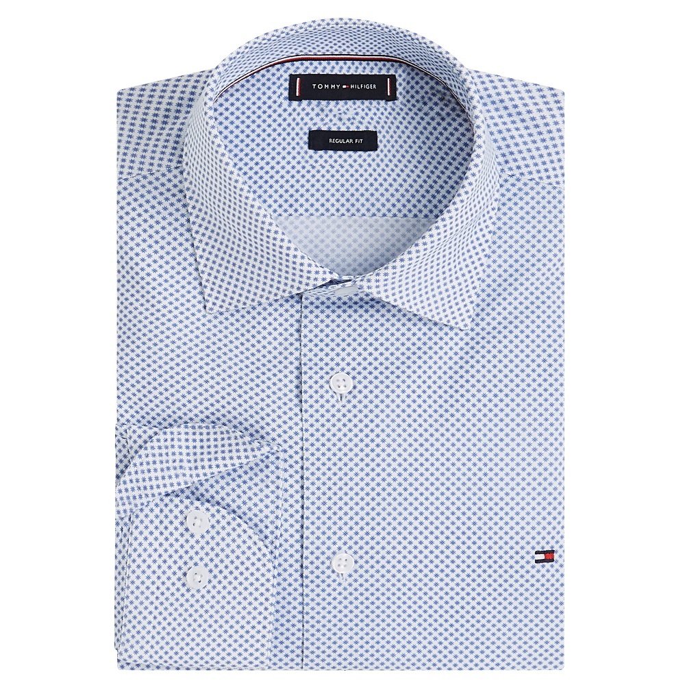 TOMMY HILFIGER</br>Ανδρικό Πουκάμισο Λευκό/Γαλάζιο Small Print Cotton Regular MW0MW38960-0LI Tommy Hilfiger TOMMY HILFIGER</br>Ανδρικό Πουκάμισο Λευκό/Γαλάζιο Small Print Cotton Regular MW0MW38960-0LI Tommy Hilfiger