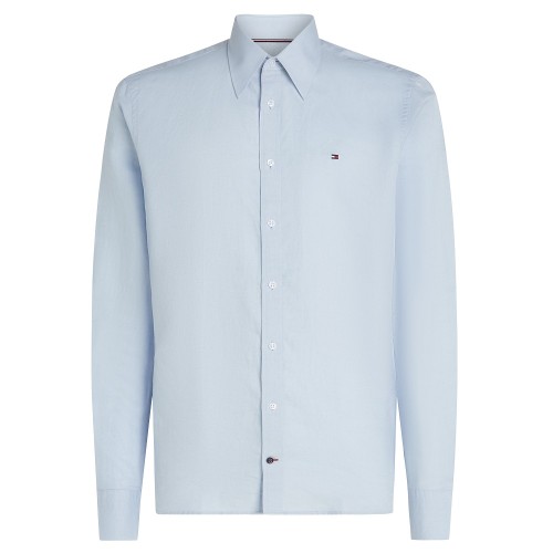 Ανδρικό Πουκάμισο Σιέλ Cotton/Linen Slim MW0MW38962-C10 Tommy Hilfiger Ανδρικό Πουκάμισο Σιέλ Cotton/Linen Slim MW0MW38962-C10 Tommy Hilfiger