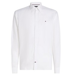 TOMMY HILFIGER</br>Ανδρικό Πουκάμισο Λευκό Cotton/Linen Slim MW0MW38962-YCF Tommy Hilfiger