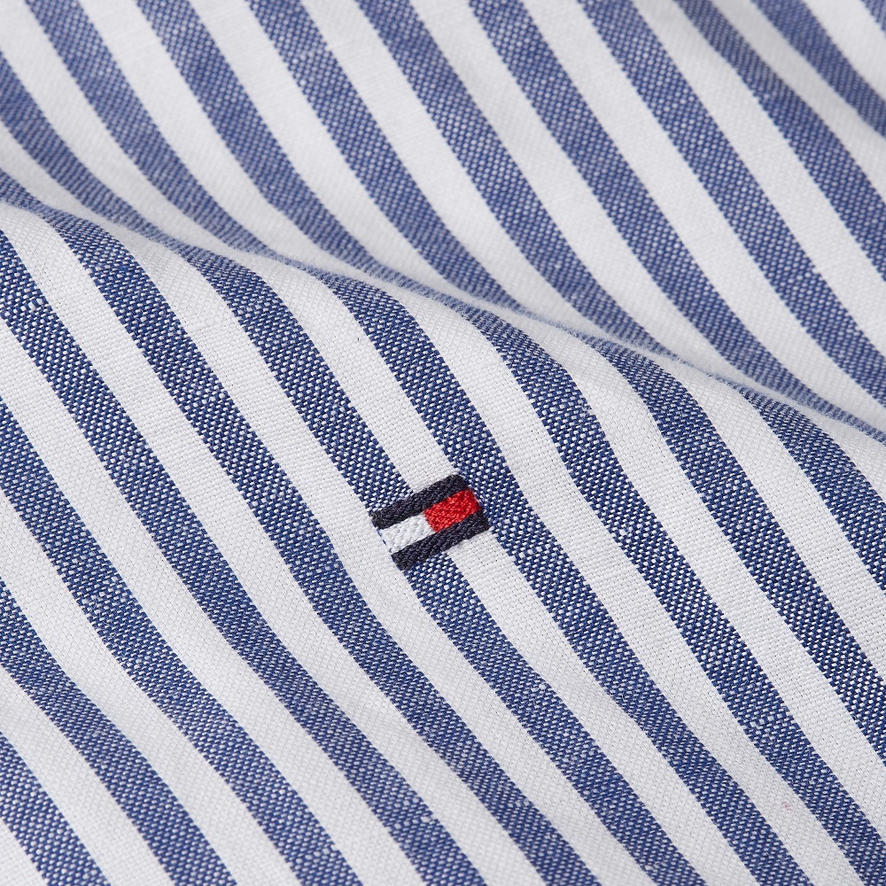 TOMMY HILFIGER</br>Ανδρικό Πουκάμισο Μπλε/Λευκό Ριγέ Cotton/Linen Stripe Slim MW0MW38964-0BH Tommy Hilfiger TOMMY HILFIGER</br>Ανδρικό Πουκάμισο Μπλε/Λευκό Ριγέ Cotton/Linen Stripe Slim MW0MW38964-0BH Tommy Hilfiger