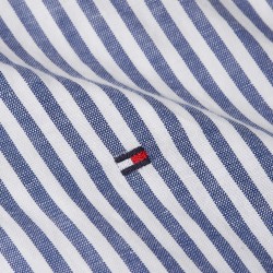 Ανδρικό Πουκάμισο Μπλε/Λευκό Ριγέ Cotton/Linen Stripe Slim MW0MW38964-0BH Tommy Hilfiger