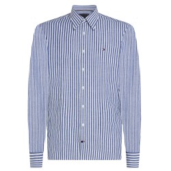 Ανδρικό Πουκάμισο Μπλε/Λευκό Ριγέ Cotton/Linen Stripe Slim MW0MW38964-0BH Tommy Hilfiger
