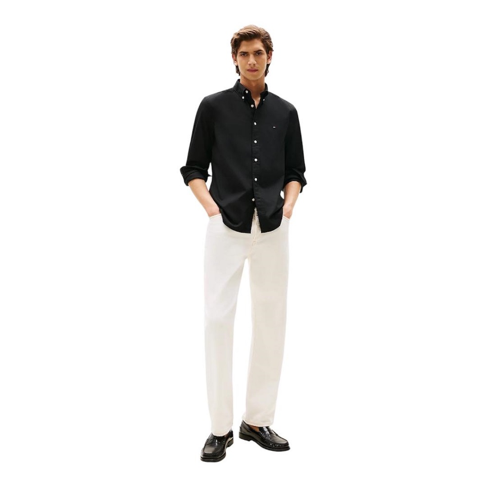 TOMMY HILFIGER</br>Tommy Hilfiger Core THFlex Poplin Solid Regular Fit Shirt MW0MW39988-BDS Ανδρικό Πουκάμισο Μαύρο