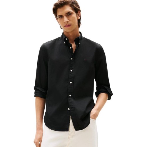 Tommy Hilfiger Core THFlex Poplin Solid Regular Fit Shirt MW0MW39988-BDS Ανδρικό Πουκάμισο Μαύρο