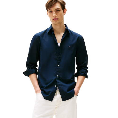 Tommy Hilfiger Core THFlex Poplin Solid Regular Fit Shirt MW0MW39988-DW5 Ανδρικό Πουκάμισο Μπλε