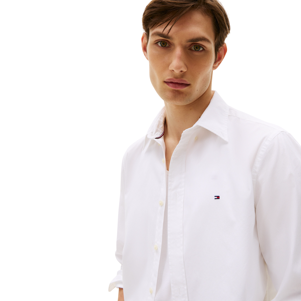 TOMMY HILFIGER</br>Tommy Hilfiger Core THFlex Poplin Solid Regular Fit Shirt MW0MW39988-YBR Ανδρικό Πουκάμισο Λευκό TOMMY HILFIGER</br>Tommy Hilfiger Core THFlex Poplin Solid Regular Fit Shirt MW0MW39988-YBR Ανδρικό Πουκάμισο Λευκό