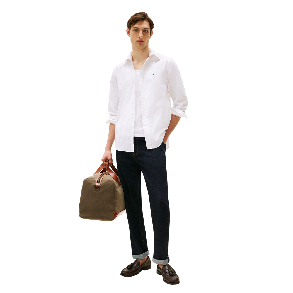 TOMMY HILFIGER</br>Tommy Hilfiger Core THFlex Poplin Solid Regular Fit Shirt MW0MW39988-YBR Ανδρικό Πουκάμισο Λευκό TOMMY HILFIGER</br>Tommy Hilfiger Core THFlex Poplin Solid Regular Fit Shirt MW0MW39988-YBR Ανδρικό Πουκάμισο Λευκό