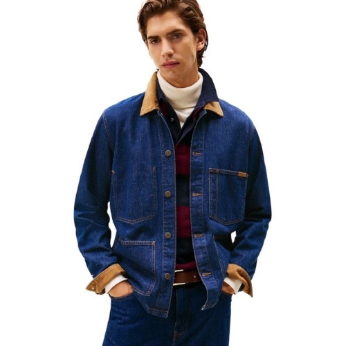 Tommy Hilfiger Chore Denim Jacket MW0MW40374-1BP Ανδρικό Μπουφάν Τζιν Μπλε Με Κοτλέ Γιακά Tommy Hilfiger Chore Denim Jacket MW0MW40374-1BP Ανδρικό Μπουφάν Τζιν Μπλε Με Κοτλέ Γιακά