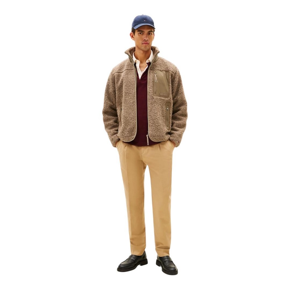 TOMMY HILFIGER</br>Tommy Hilfiger Teddy Fleece Zip Through Jacket MW0MW40420-AFE Ανδρική Ζακέτα Φλις Πούρο