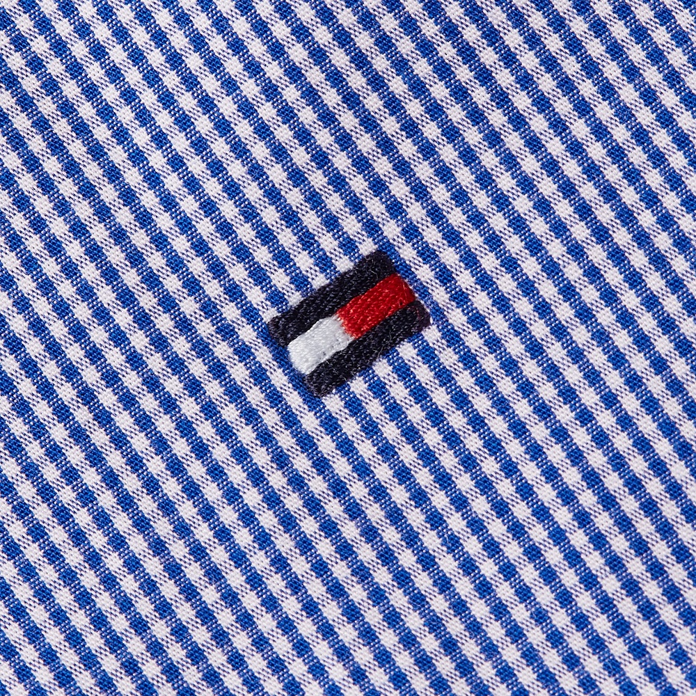 TOMMY HILFIGER</br>Tommy Hilfiger THFlex Poplin Micro Gingham Regular Fit Shirt MW0MW40457-0MS Ανδρικό Πουκάμισο Γαλάζιο