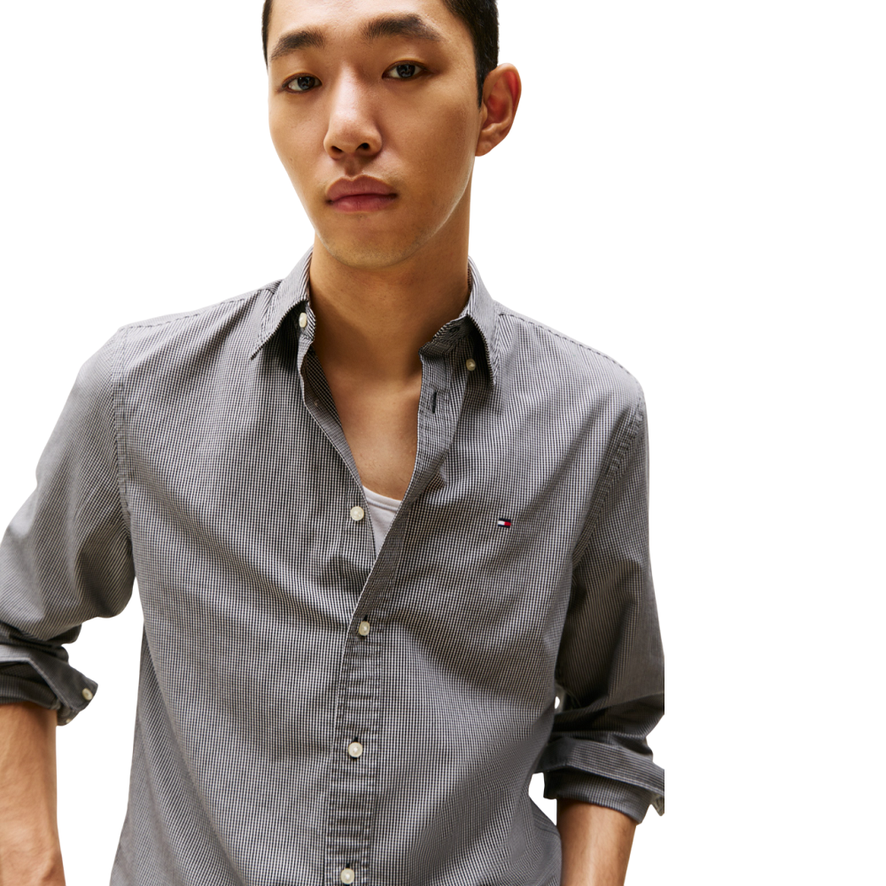 TOMMY HILFIGER</br>Tommy Hilfiger THFlex Poplin Micro Gingham Regular Fit Shirt MW0MW40457-0OG Ανδρικό Πουκάμισο Γκρι TOMMY HILFIGER</br>Tommy Hilfiger THFlex Poplin Micro Gingham Regular Fit Shirt MW0MW40457-0OG Ανδρικό Πουκάμισο Γκρι
