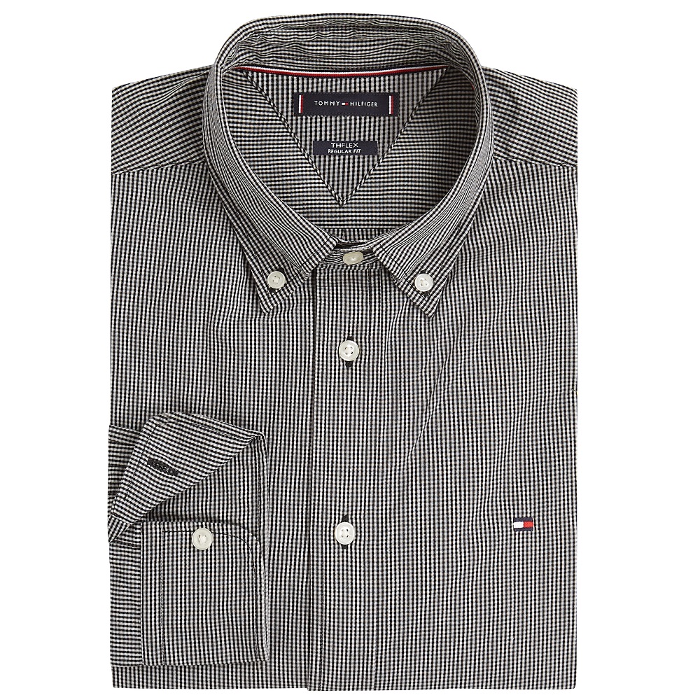 TOMMY HILFIGER</br>Tommy Hilfiger THFlex Poplin Micro Gingham Regular Fit Shirt MW0MW40457-0OG Ανδρικό Πουκάμισο Γκρι TOMMY HILFIGER</br>Tommy Hilfiger THFlex Poplin Micro Gingham Regular Fit Shirt MW0MW40457-0OG Ανδρικό Πουκάμισο Γκρι