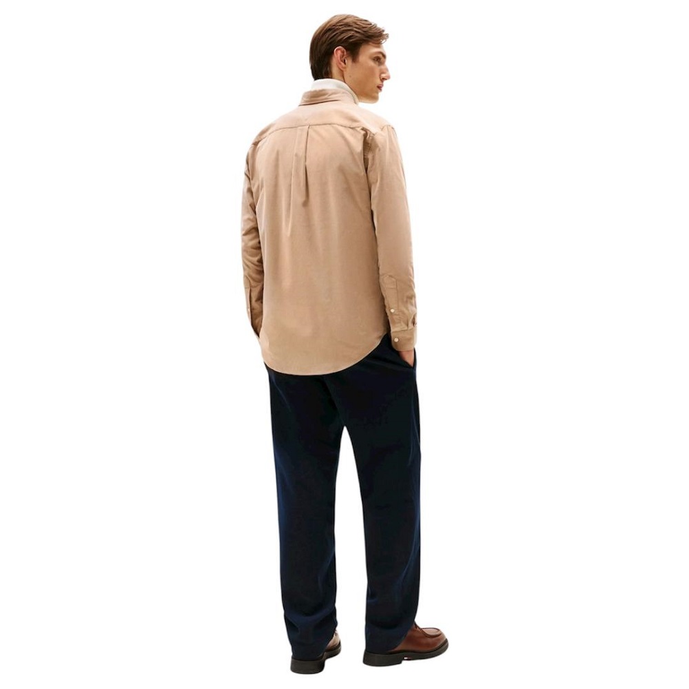 TOMMY HILFIGER</br>Tommy Hilfiger Solid Corduroy Regular Fit Shirt MW0MW40486-AFE Ανδρικό Πουκάμισο Κοτλέ Μπεζ