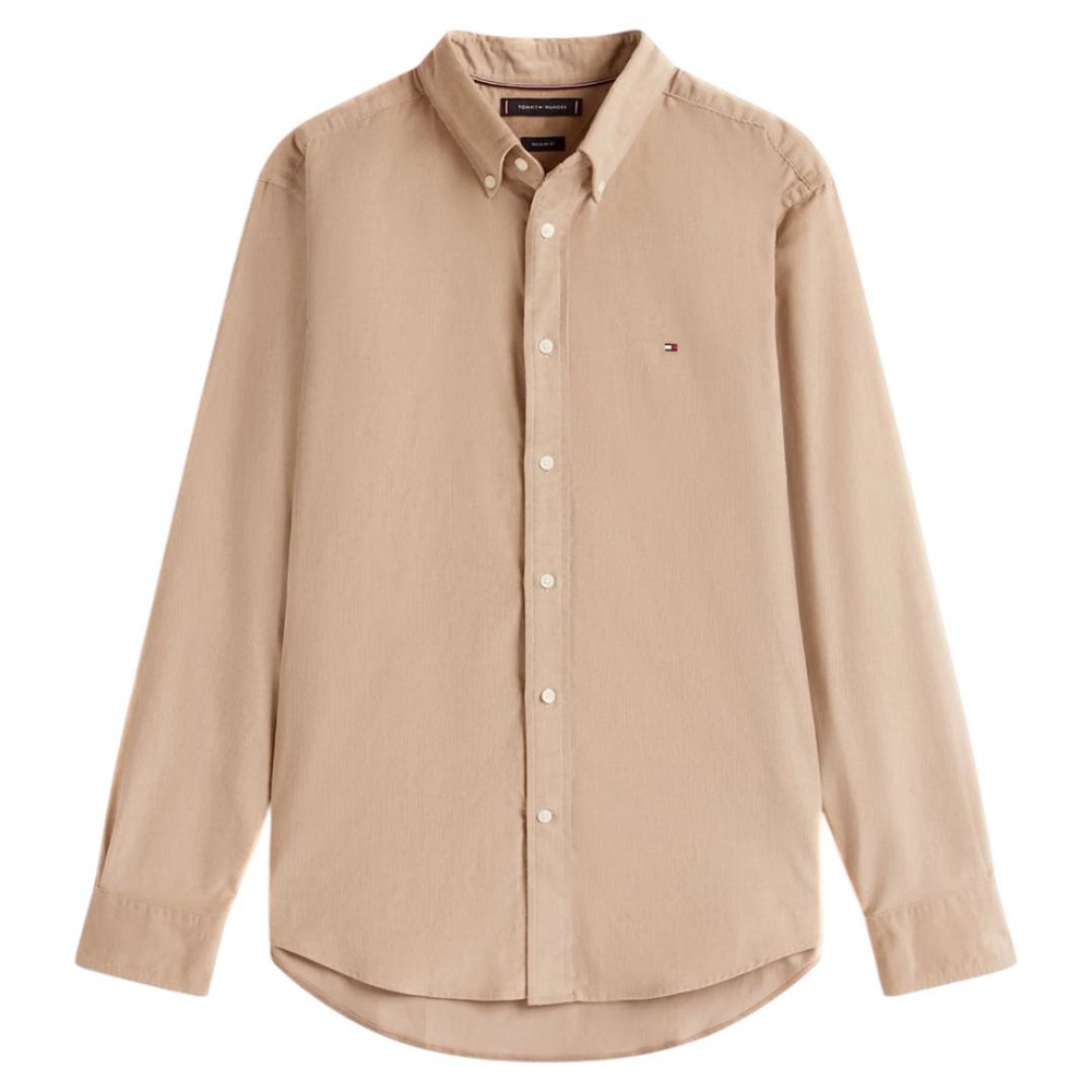 TOMMY HILFIGER</br>Tommy Hilfiger Solid Corduroy Regular Fit Shirt MW0MW40486-AFE Ανδρικό Πουκάμισο Κοτλέ Μπεζ