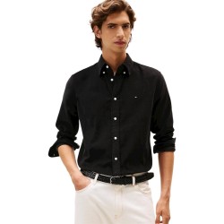 TOMMY HILFIGER</br>Tommy Hilfiger Solid Corduroy Regular Fit Shirt MW0MW40486-BDS Ανδρικό Πουκάμισο Κοτλέ Μαύρο