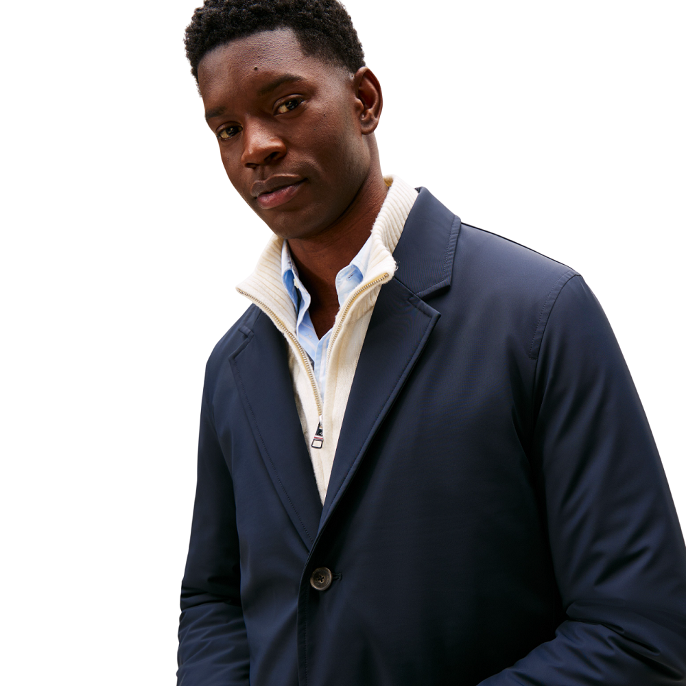 TOMMY HILFIGER</br>Tommy Hilfiger Padded Water Repellent/Wind Proof Performance Coat MW0MW40766-DW5 Ανδρικό Παλτό Αδιάβροχο Με Επένδυση Μπλε