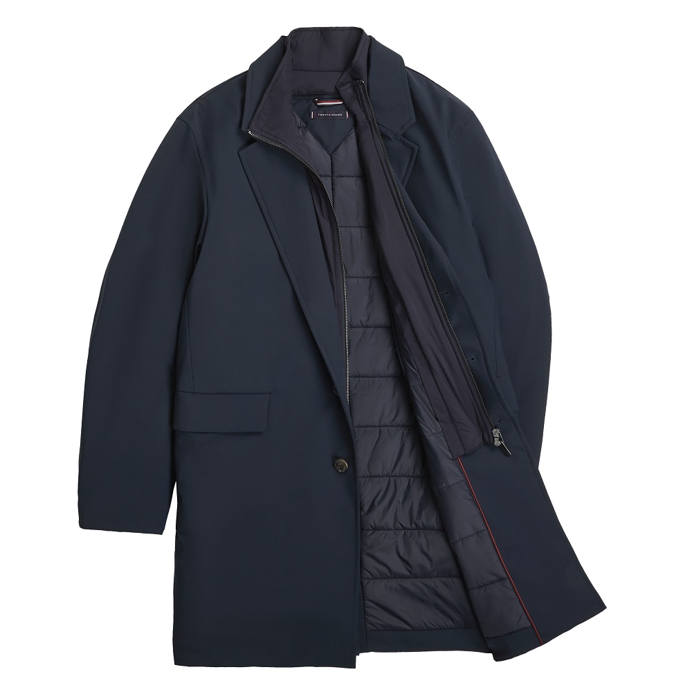 TOMMY HILFIGER</br>Tommy Hilfiger Padded Water Repellent/Wind Proof Performance Coat MW0MW40766-DW5 Ανδρικό Παλτό Αδιάβροχο Με Επένδυση Μπλε