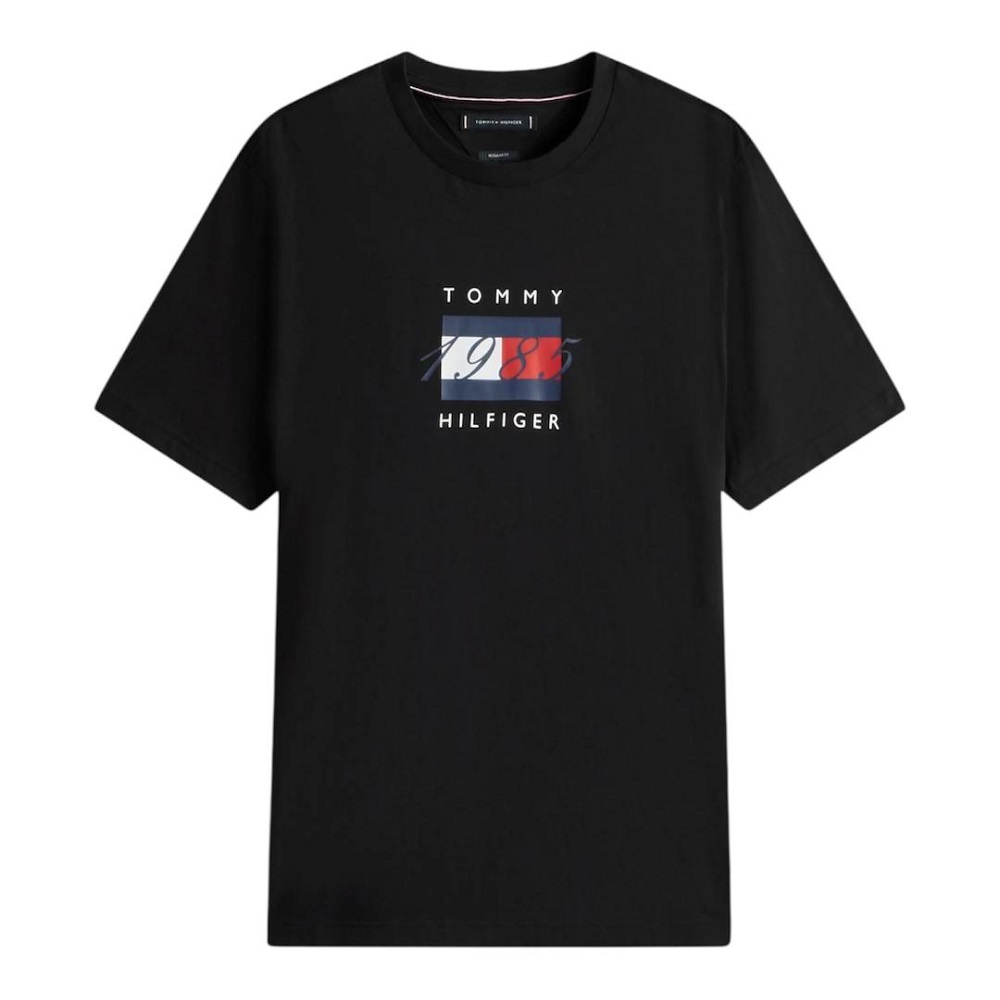 TOMMY HILFIGER</br>Tommy Hilfiger Linear Flag Graphic Tee MW0MW41338-BDS Ανδρικό T-shirt Μαύρο Regular
