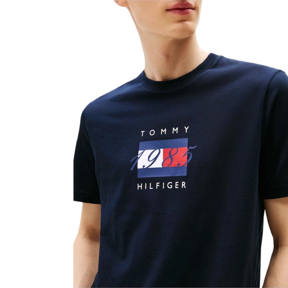 TOMMY HILFIGER</br>Tommy Hilfiger Linear Flag Graphic Tee MW0MW41338-DW5 Ανδρικό T-shirt Μπλε Regular