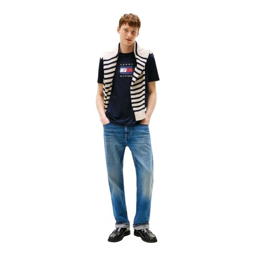 Tommy Hilfiger Linear Flag Graphic Tee MW0MW41338-DW5 Ανδρικό T-shirt Μπλε Regular Tommy Hilfiger Linear Flag Graphic Tee MW0MW41338-DW5 Ανδρικό T-shirt Μπλε Regular