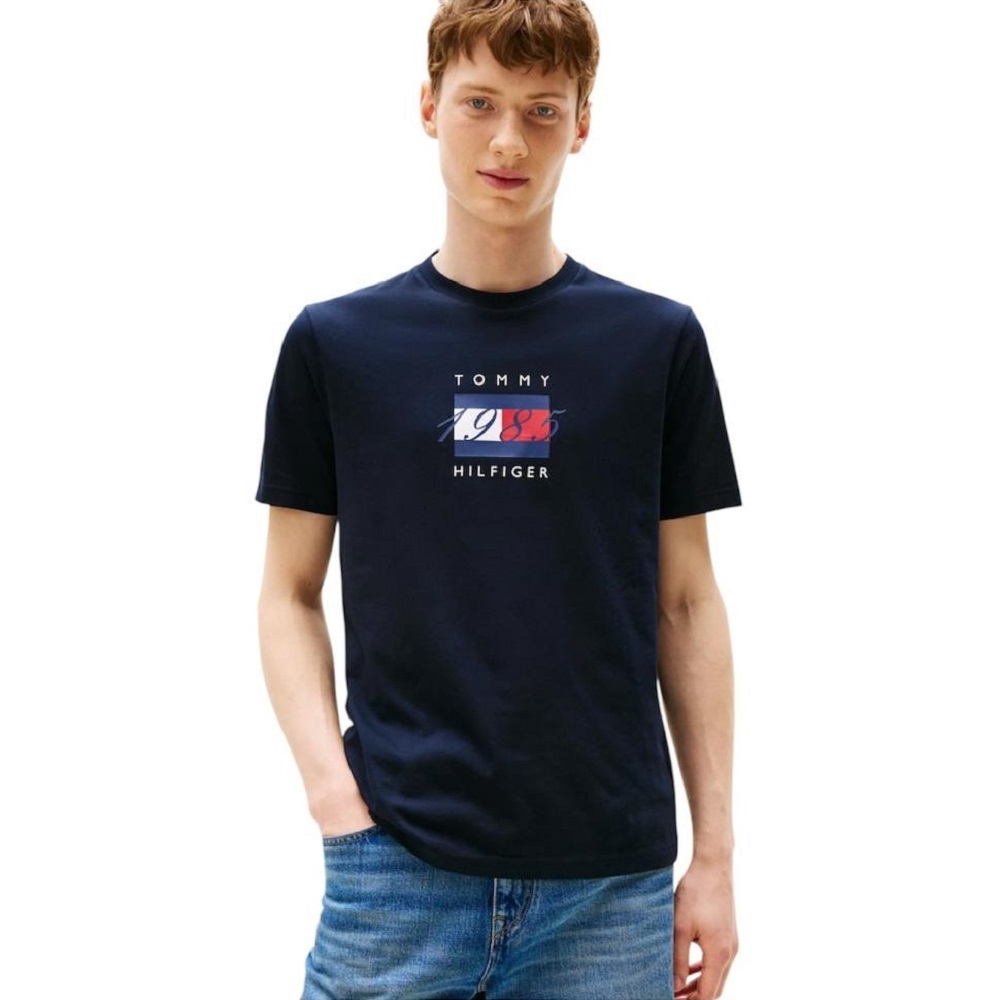 TOMMY HILFIGER</br>Tommy Hilfiger Linear Flag Graphic Tee MW0MW41338-DW5 Ανδρικό T-shirt Μπλε Regular