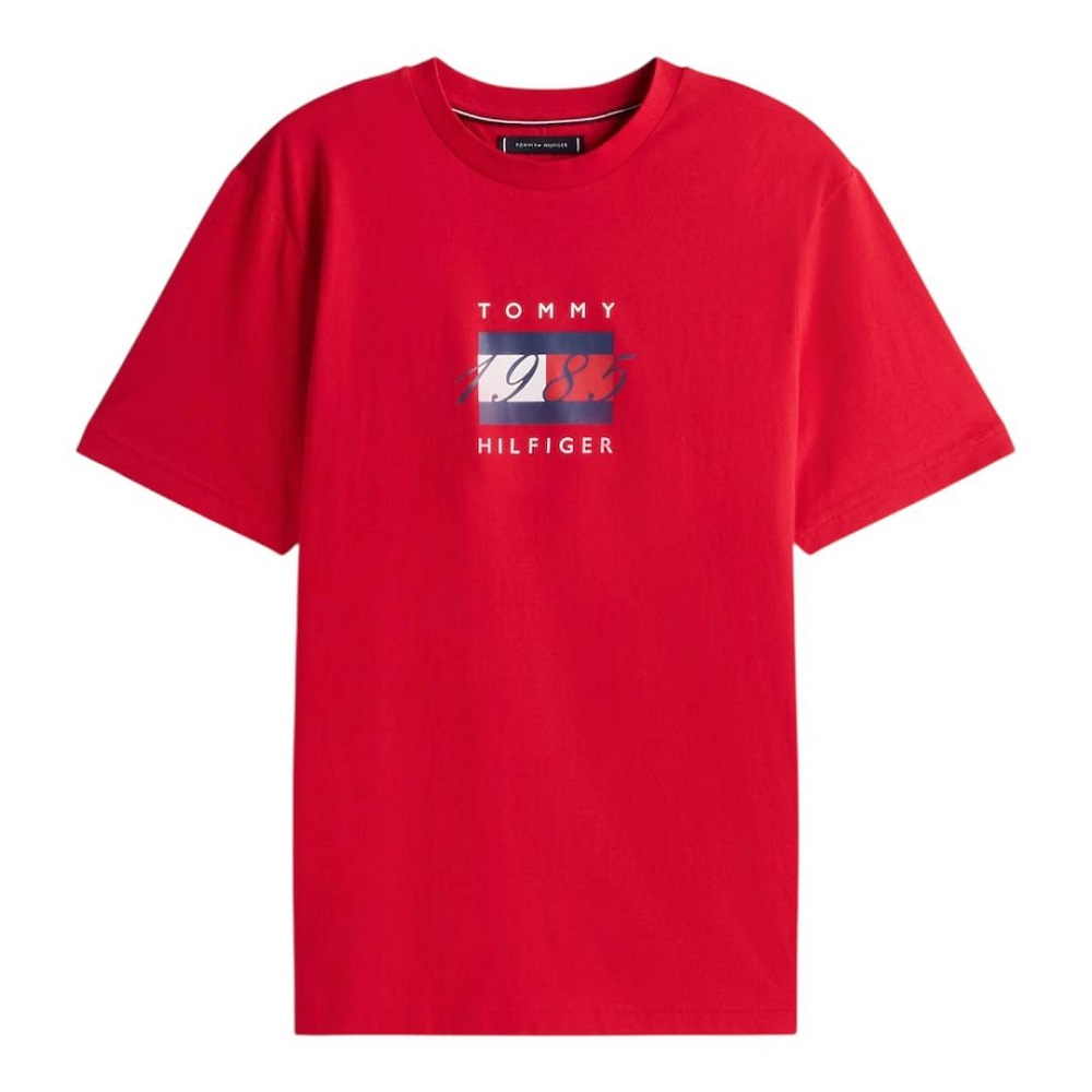 TOMMY HILFIGER</br>Tommy Hilfiger Linear Flag Graphic Tee MW0MW41338-XLD Ανδρικό T-shirt Κόκκινο Regular