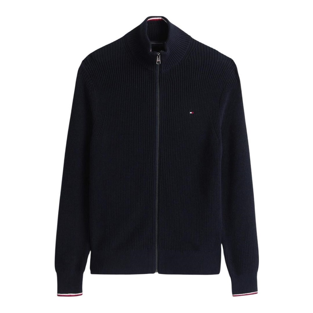TOMMY HILFIGER</br>Tommy Hilfiger RWB Rib Cotton Zip Through MW0MW41517-DW5 Ανδρική Ζακέτα Πλεκτή Μπλε
