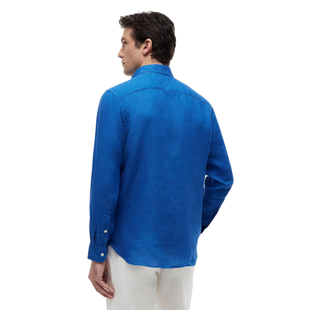 TOMMY HILFIGER</br>Tommy Hilfiger Pigment Dyed Solid Linen Regular Shirt MW0MW41530-C4U Ανδρικό Πουκάμισο Μπλε Λινό