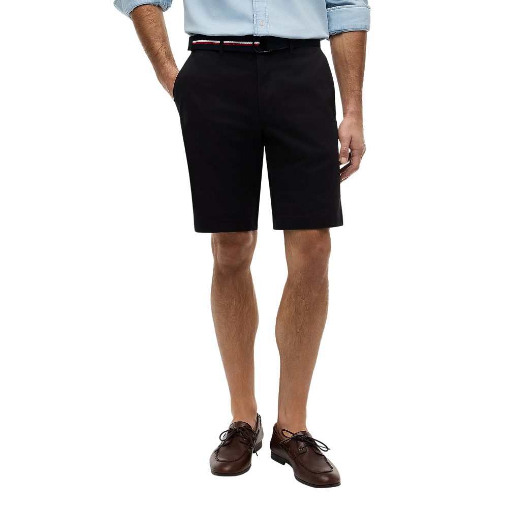 TOMMY HILFIGER</br>Tommy Hilfiger Denton 9.5 Inch Slim Fit Belted Chino Shorts MW0MW42349-BDS Ανδρική Βερμούδα Μαύρο