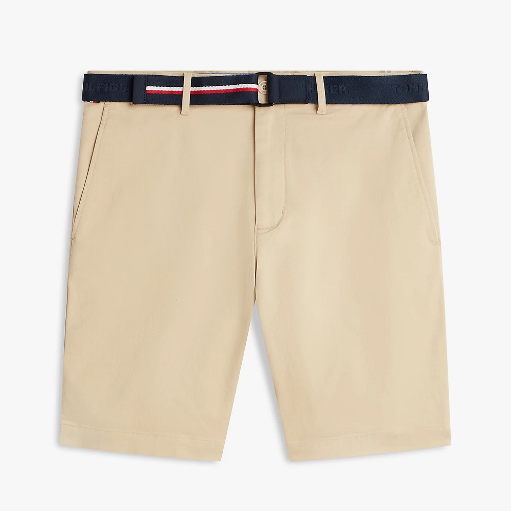 TOMMY HILFIGER</br>Tommy Hilfiger Denton 9.5 Inch Slim Fit Belted Chino Shorts MW0MW42349-RBT Ανδρική Βερμούδα Μπεζ