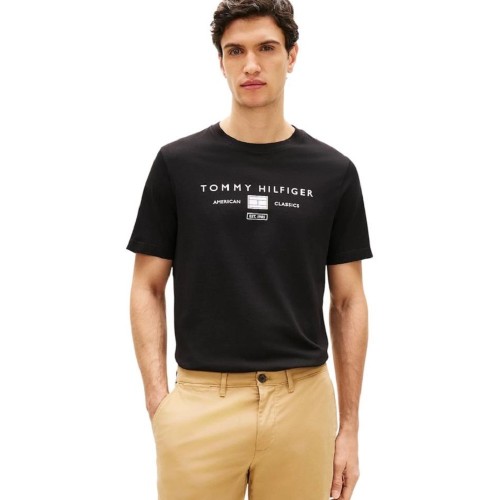 Tommy Hilfiger Brand Love Mono Stack Tee MW0MW42365-BDS Ανδρικό T-shirt Μαύρο Regular