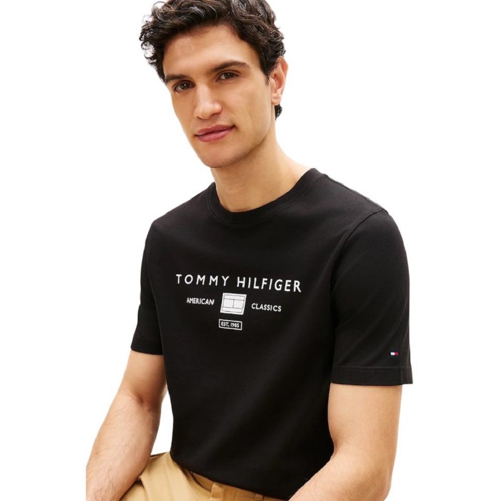 TOMMY HILFIGER</br>Tommy Hilfiger Brand Love Mono Stack Tee MW0MW42365-BDS Ανδρικό T-shirt Μαύρο Regular