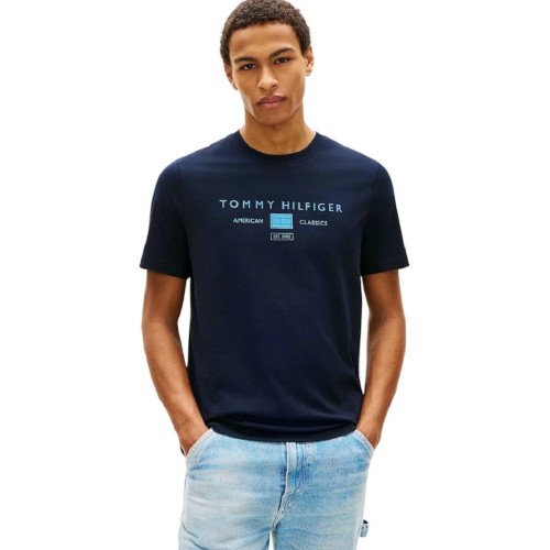 Tommy Hilfiger Brand Love Mono Stack Tee MW0MW42365-DW5 Ανδρικό T-shirt Μπλε Regular