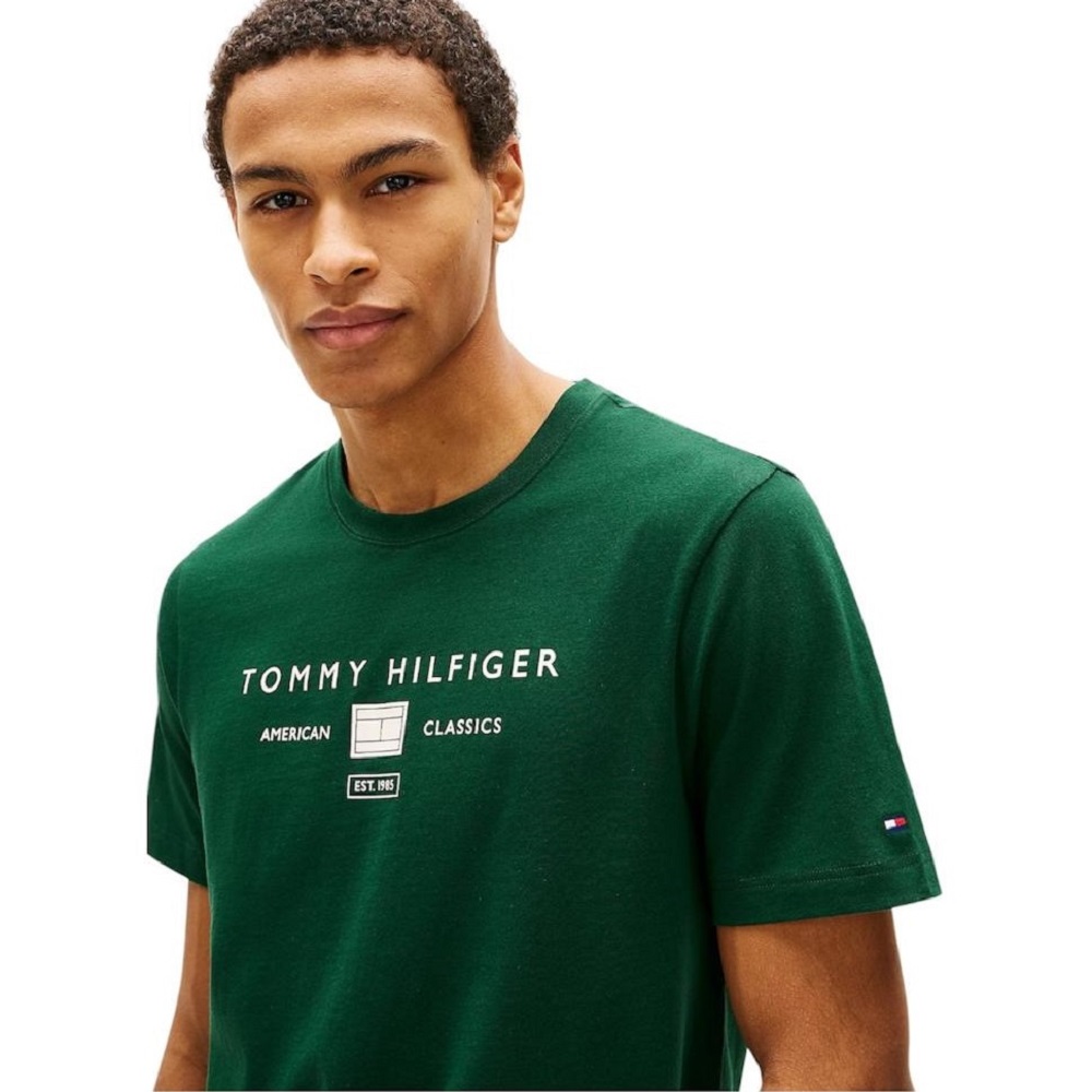 TOMMY HILFIGER</br>Tommy Hilfiger Brand Love Mono Stack Tee MW0MW42365-MBN Ανδρικό T-shirt Πράσινο Regular