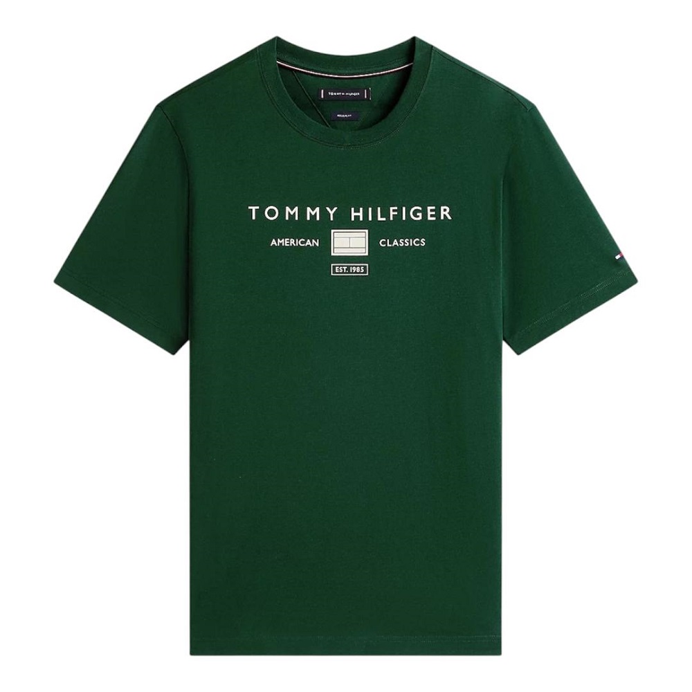 TOMMY HILFIGER</br>Tommy Hilfiger Brand Love Mono Stack Tee MW0MW42365-MBN Ανδρικό T-shirt Πράσινο Regular