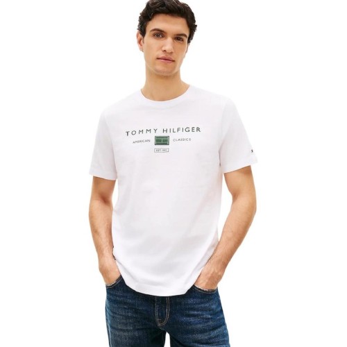 Tommy Hilfiger Brand Love Mono Stack Tee MW0MW42365-YBR Ανδρικό T-shirt Λευκό Regular