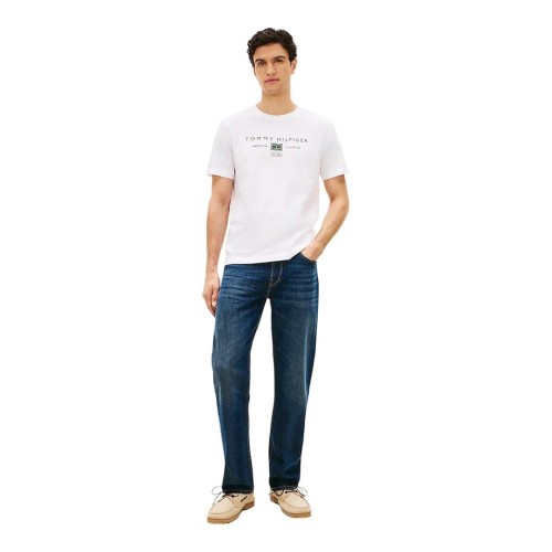 Tommy Hilfiger Brand Love Mono Stack Tee MW0MW42365-YBR Ανδρικό T-shirt Λευκό Regular