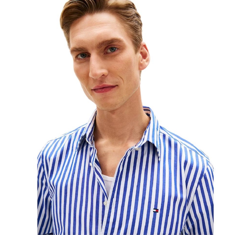 TOMMY HILFIGER</br>Tommy Hilfiger THFlex Poplin Classic Stripe Regular Shirt MW0MW42440-0A6 Ανδρικό Πουκάμισο Μπλε/Λευκό Ριγέ TOMMY HILFIGER</br>Tommy Hilfiger THFlex Poplin Classic Stripe Regular Shirt MW0MW42440-0A6 Ανδρικό Πουκάμισο Μπλε/Λευκό Ριγέ