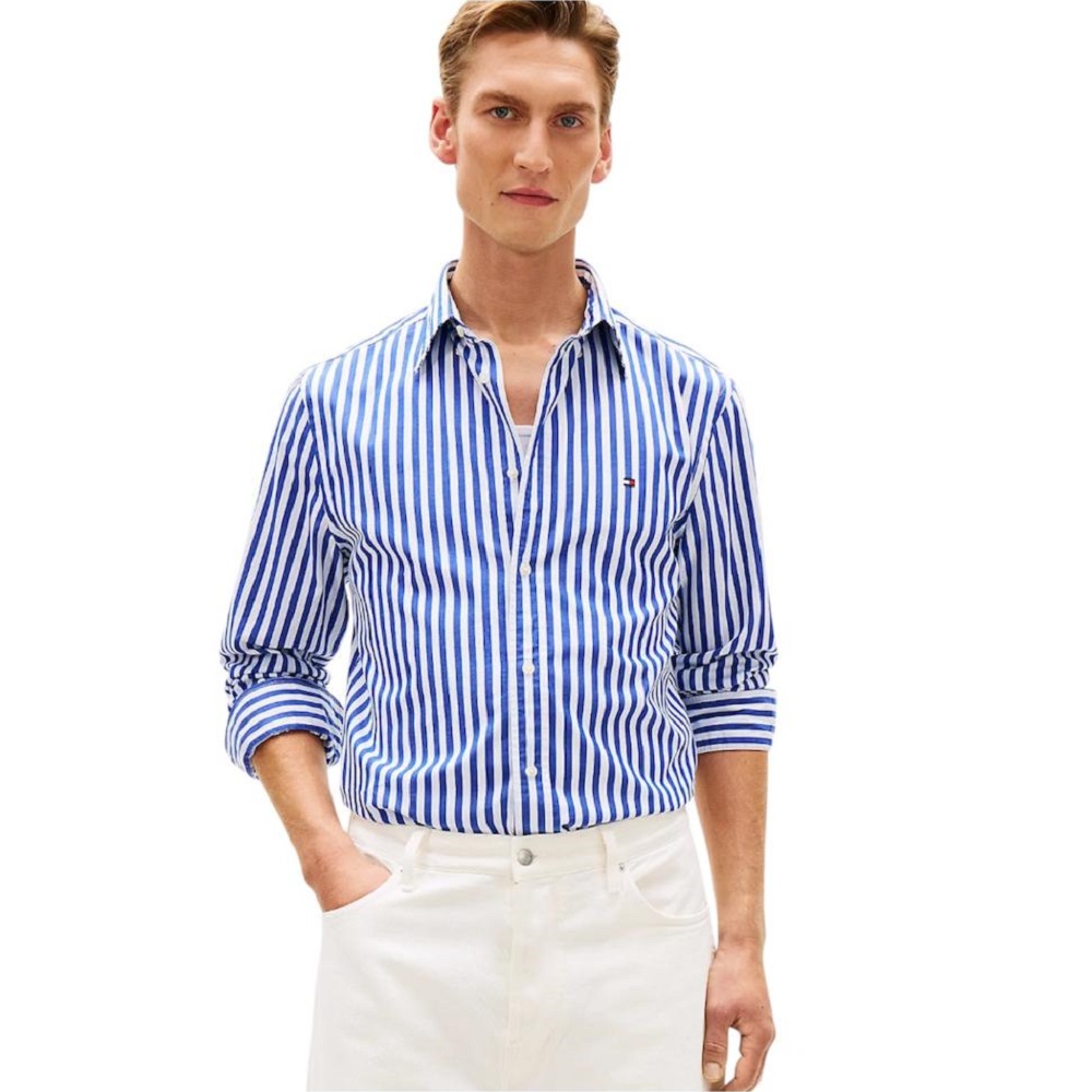 TOMMY HILFIGER</br>Tommy Hilfiger THFlex Poplin Classic Stripe Regular Shirt MW0MW42440-0A6 Ανδρικό Πουκάμισο Μπλε/Λευκό Ριγέ TOMMY HILFIGER</br>Tommy Hilfiger THFlex Poplin Classic Stripe Regular Shirt MW0MW42440-0A6 Ανδρικό Πουκάμισο Μπλε/Λευκό Ριγέ
