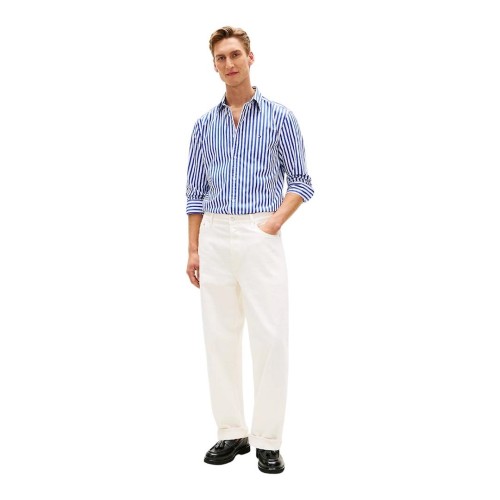 Tommy Hilfiger THFlex Poplin Classic Stripe Regular Shirt MW0MW42440-0A6 Ανδρικό Πουκάμισο Μπλε/Λευκό Ριγέ