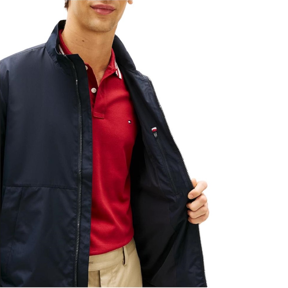 TOMMY HILFIGER</br>Tommy Hilfiger Water Resistant Tonal Logo Zip-Through Jacket MW0MW42502-DW5 Ανδρικό Μπουφάν Αδιάβροχο Μπλε