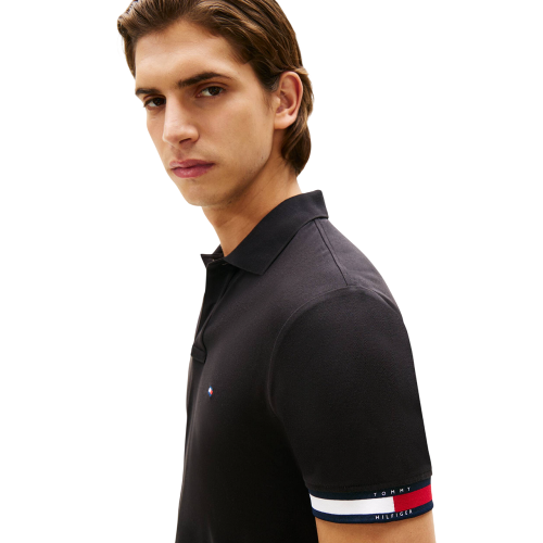 Tommy Hilfiger MW0MW42743-BDS Ανδρικό Polo T-shirt Μαύρο Liquid Cotton Slim