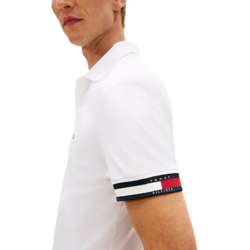 Tommy Hilfiger MW0MW42743-YBR Ανδρικό Polo T-shirt Λευκό Liquid Cotton Slim