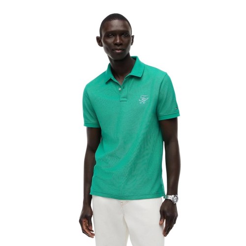 Tommy Hilfiger MW0MW43046-L3W Ανδρικό Polo T-shirt Πράσινο Regular